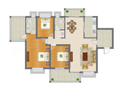 3室2厅 184.00平米户型图