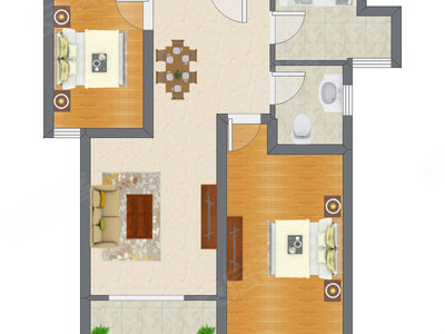 2室2厅 96.70平米户型图