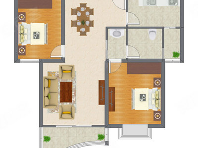 2室2厅 101.80平米户型图