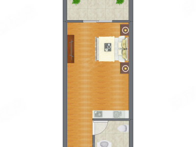 1室1厅 28.76平米户型图
