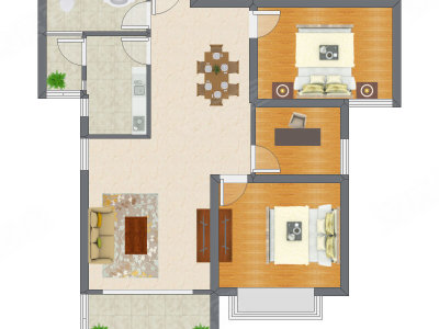 3室2厅 107.56平米户型图