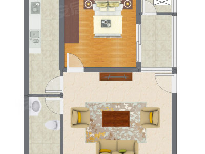 1室1厅 68.93平米户型图