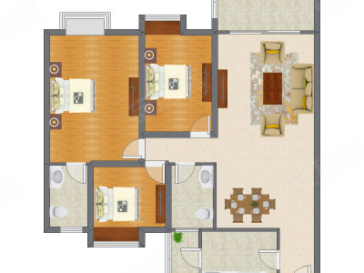 3室2厅 123.23平米户型图