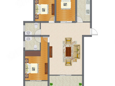 3室1厅 95.64平米