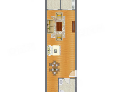 1室2厅 77.86平米户型图