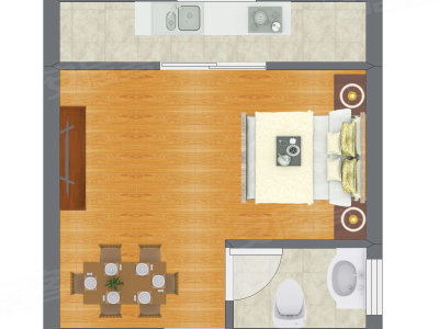 1室0厅 22.15平米户型图