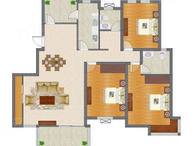 3室2厅 145.31平米户型图