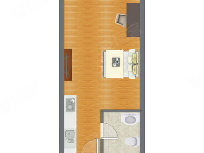 1室0厅 28.69平米户型图