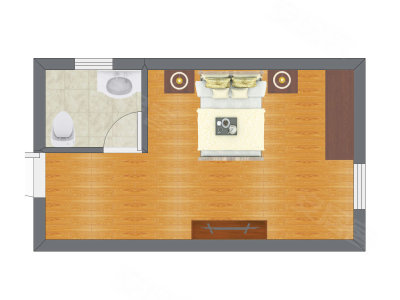 1室1厅 22.55平米户型图