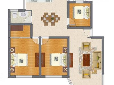 3室2厅 99.13平米户型图