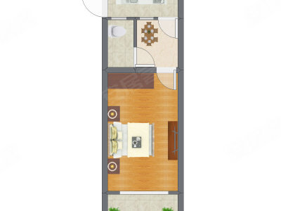 1室1厅 30.71平米户型图