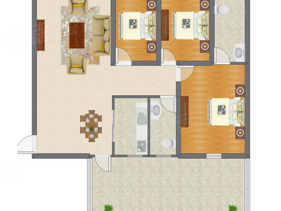 3室2厅 100.98平米