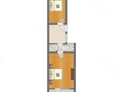 2室1厅 58.64平米户型图
