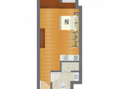 1室0厅 21.35平米户型图