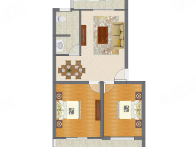 2室2厅 85.63平米户型图