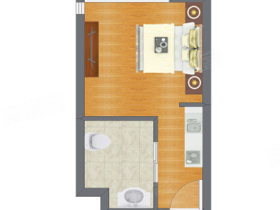 1室0厅 28.80平米户型图