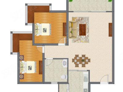 2室2厅 116.00平米户型图