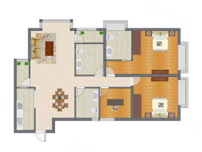 3室2厅 141.80平米户型图