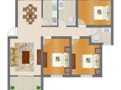 3室2厅 133.28平米户型图
