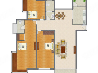 3室2厅 206.34平米
