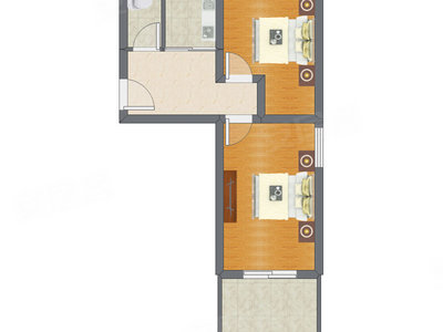 2室1厅 54.14平米户型图
