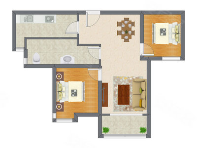 2室2厅 92.80平米户型图