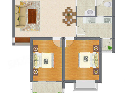 2室2厅 75.31平米户型图
