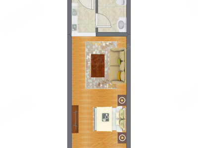 1室0厅 50.60平米户型图