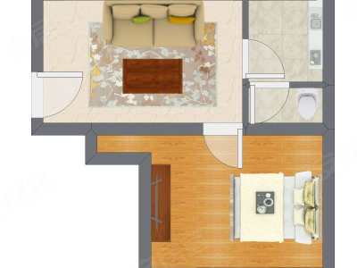 1室1厅 42.65平米户型图