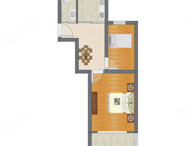 2室1厅 53.20平米户型图
