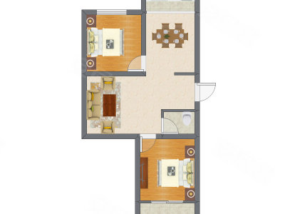 2室2厅 45.30平米户型图