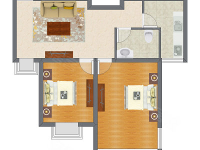 2室1厅 80.13平米