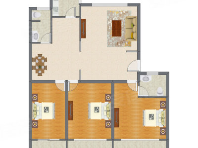3室2厅 157.93平米