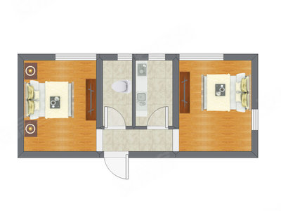 2室0厅 46.26平米户型图
