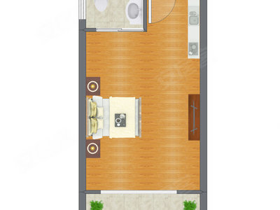1室0厅 46.84平米户型图