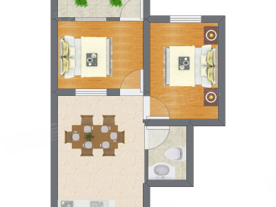 2室1厅 54.90平米
