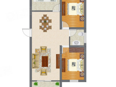 2室1厅 55.56平米