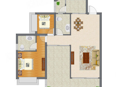 2室2厅 98.31平米户型图