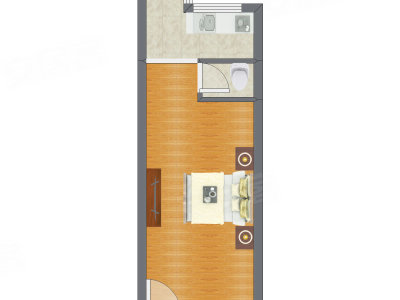 1室0厅 35.80平米户型图