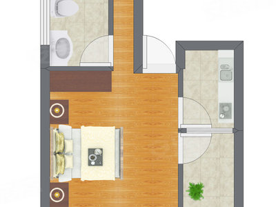 1室0厅 45.71平米户型图