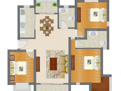 3室2厅 105.62平米