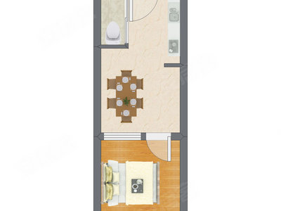 1室1厅 31.95平米户型图