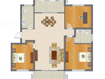 3室2厅 136.61平米