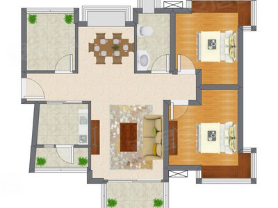 2室2厅 115.93平米