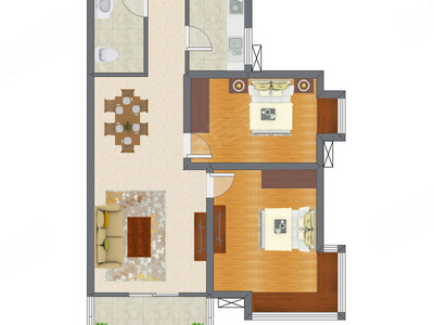 2室2厅 97.78平米户型图