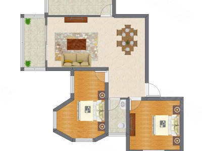 2室2厅 96.03平米户型图