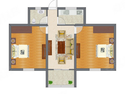 2室1厅 59.43平米