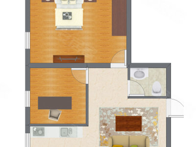2室1厅 75.05平米户型图