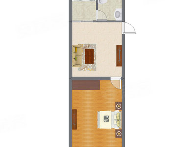 1室1厅 44.82平米