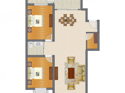 2室2厅 120.90平米户型图